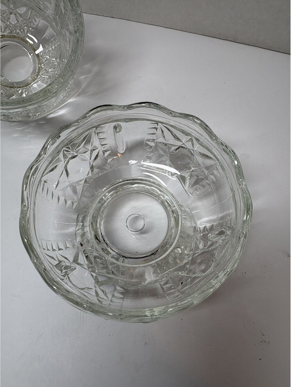 Indiana Glass Co. Clear Stars And Bars Fairy Lamp Candle Holder MCM Vintage - Picture 8 of 9